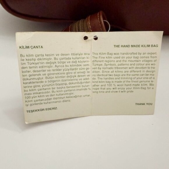 Yun Art Vintage Kilim Wool Carpet Sling Backpack Leather Trim Tribal Boho - Picture 10 of 11